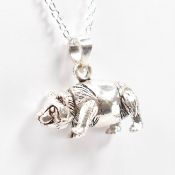 SILVER CHAIN NECKLACE & ARTICULATED PANDA BEAR PENDANT