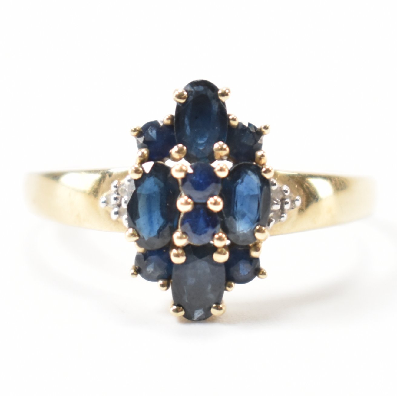 HALLMARKED 9CT GOLD SAPPHIRE & DIAMOND RING