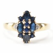 HALLMARKED 9CT GOLD SAPPHIRE & DIAMOND RING