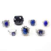 GROUP OF 925 SILVER BLUE STONE SET RINGS