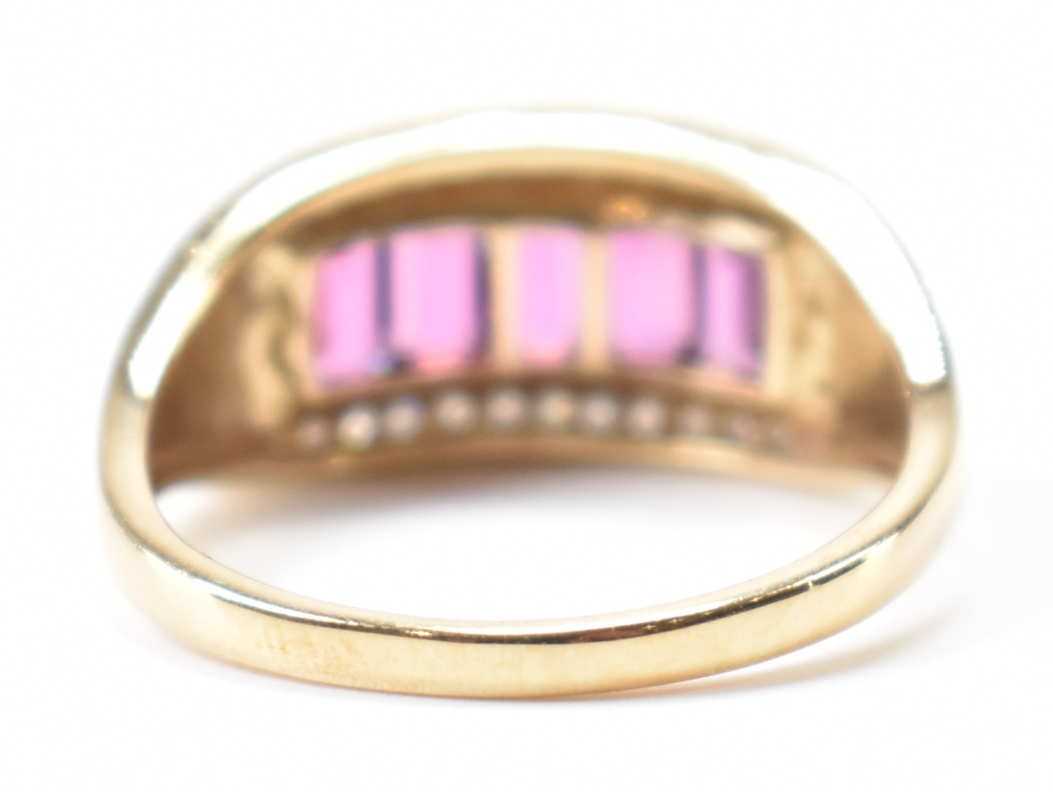 HALLMARKED 9CT GOLD DIAMOND & PURPLE STONE RING - Image 4 of 9