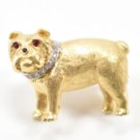 HALLMARKED 18CT GOLD RUBY & DIAMOND BULLDOG BROOCH