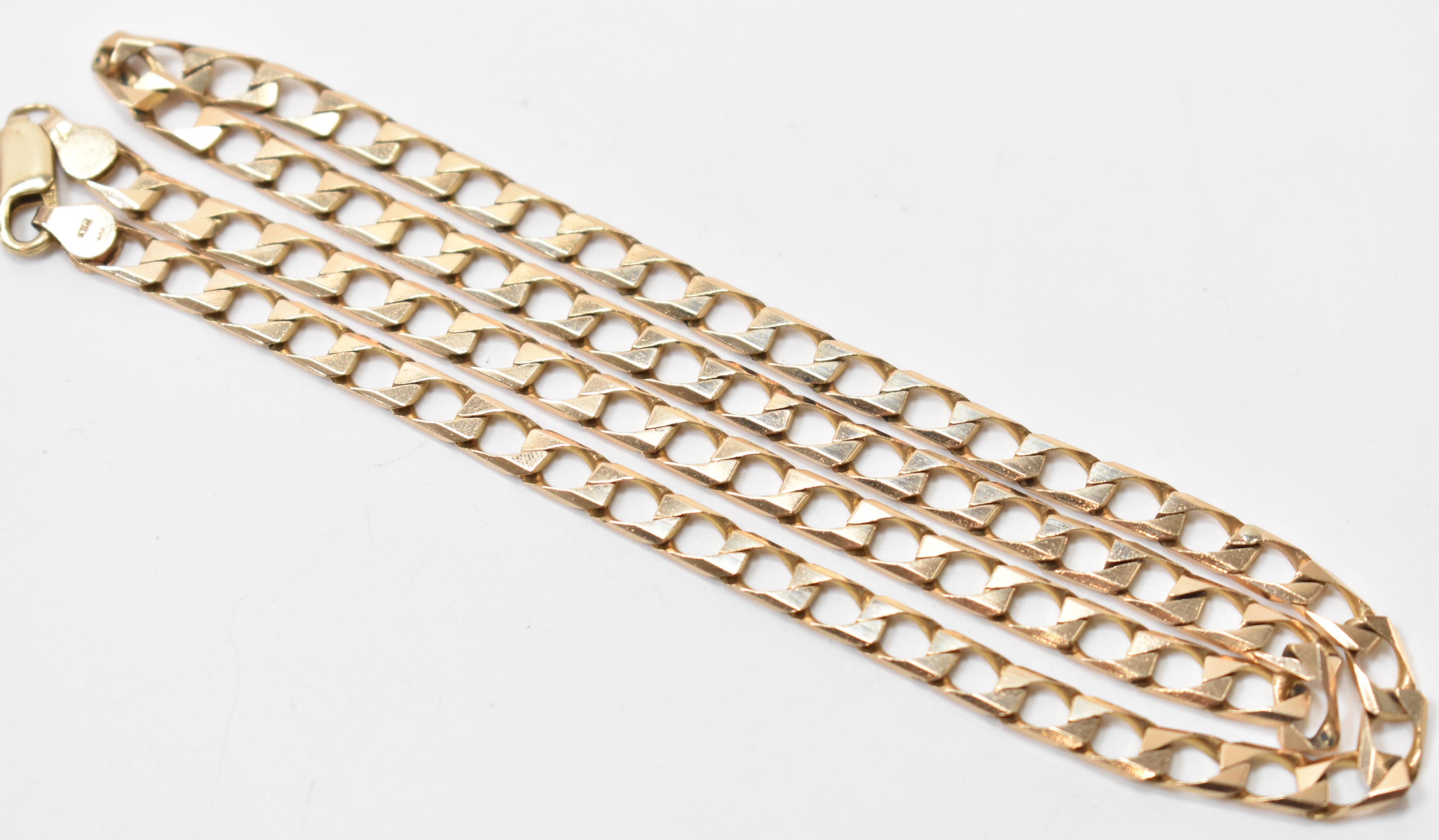 HALLMARKED 9CT GOLD FLAT CURB LINK NECKLACE CHAIN - Image 3 of 5