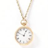1920S HALLMARKED 18CT GOLD OPEN FACE POCKET WATCH & GOLD CHAIN