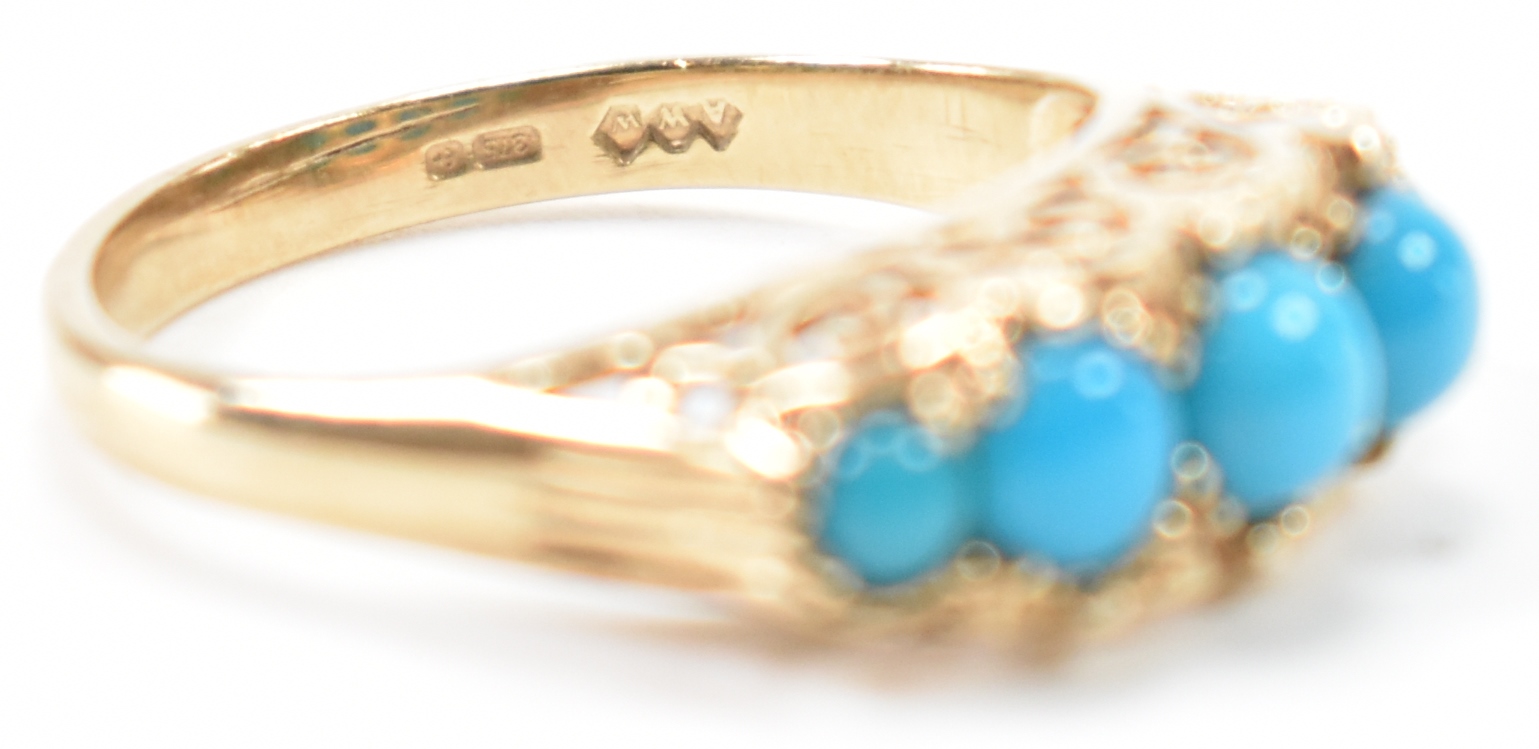 HALLMARKED 9CT GOLD 5 STONE TURQUOISE RING - Image 6 of 7