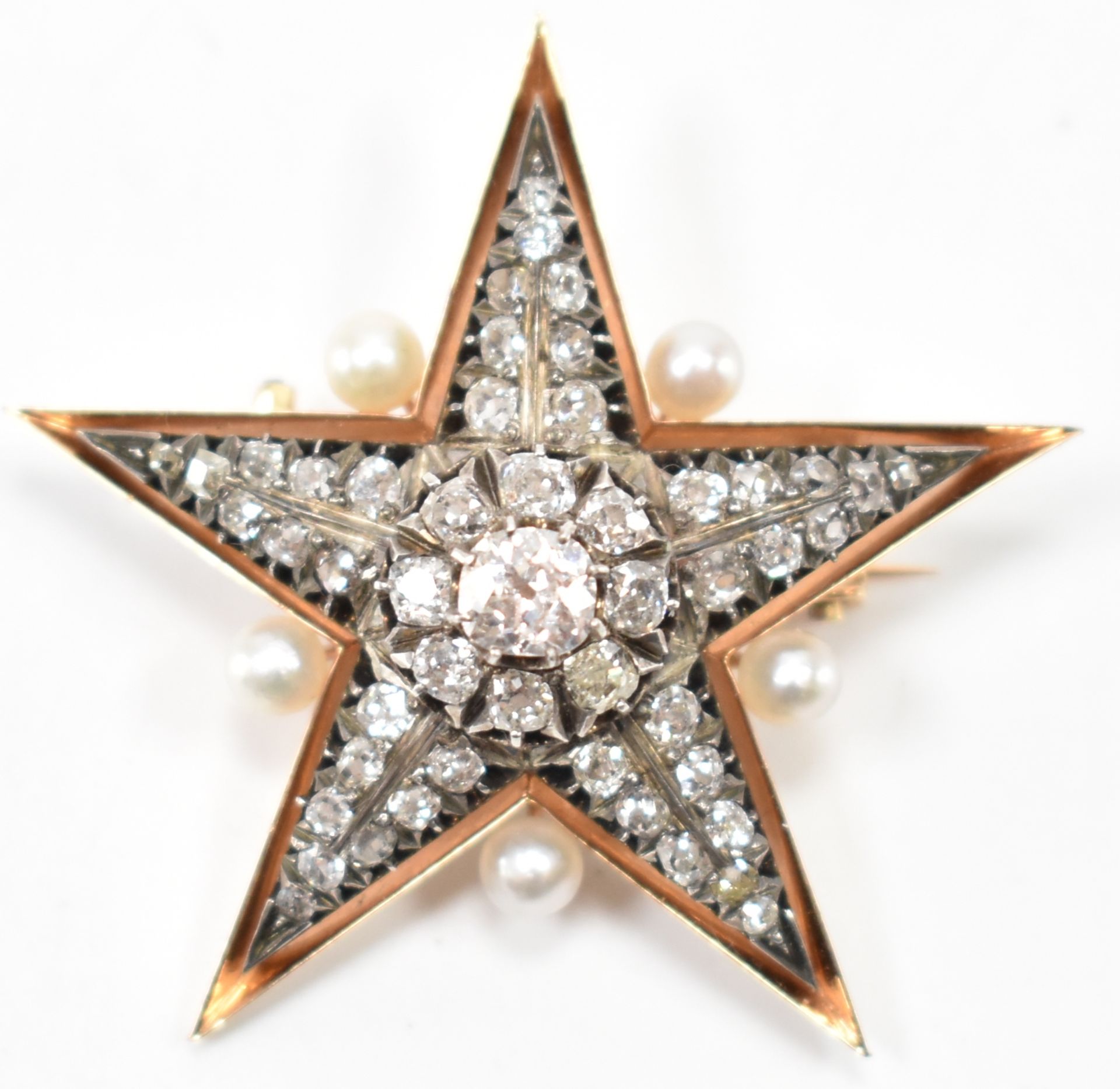 EARLY 20TH CENTURY DIAMOND & PEARL STAR BROOCH - Image 2 of 6