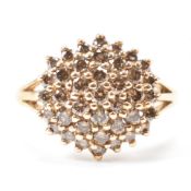 HALLMARKED 9CT GOLD & SMOKEY STONE CLUSTER RING