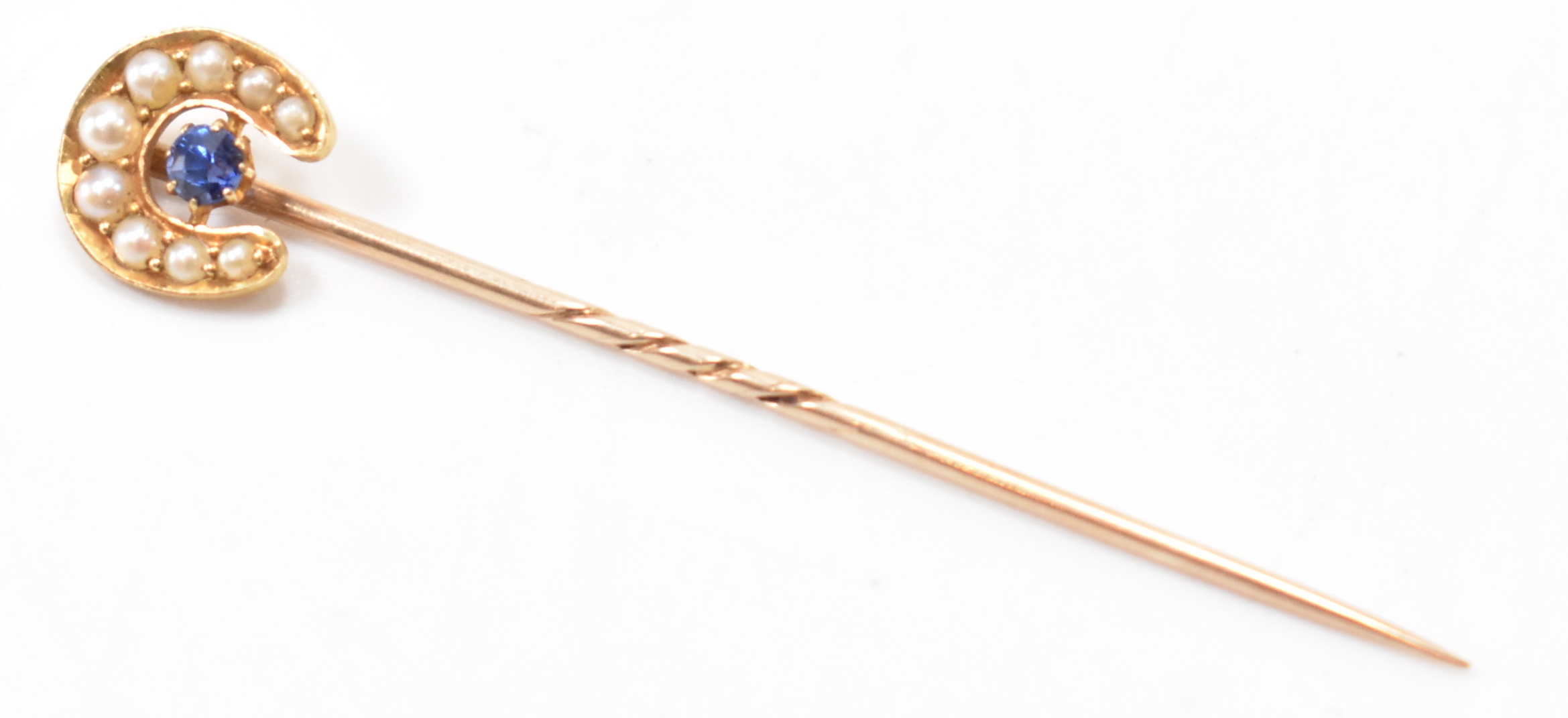 ANTIQUE GOLD SEED PEARL & SAPPHIRE STICK PIN - Image 4 of 4
