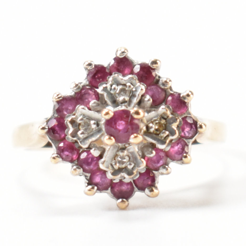 HALLMARKED 9CT GOLD RUBY & DIAMOND RING