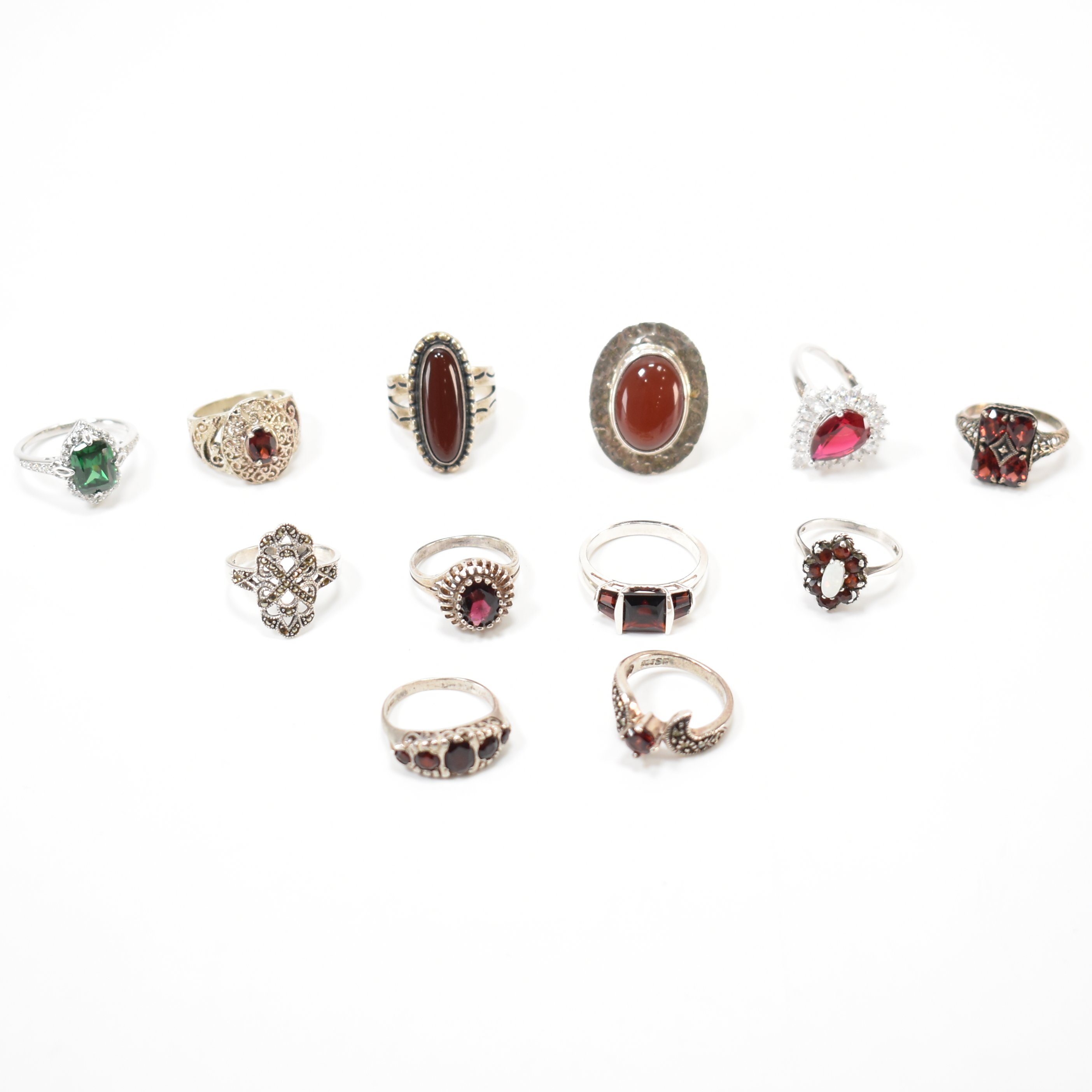 GROUP OF 925 SILVER STONE SET RINGS