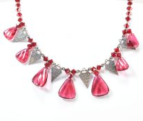 ART DECO STYLE SILVER & GLASS NECKLACE