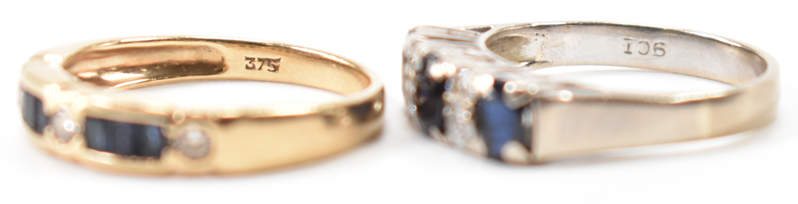 TWO 9CT GOLD SAPPHIRE & DIAMOND RINGS - Image 4 of 6