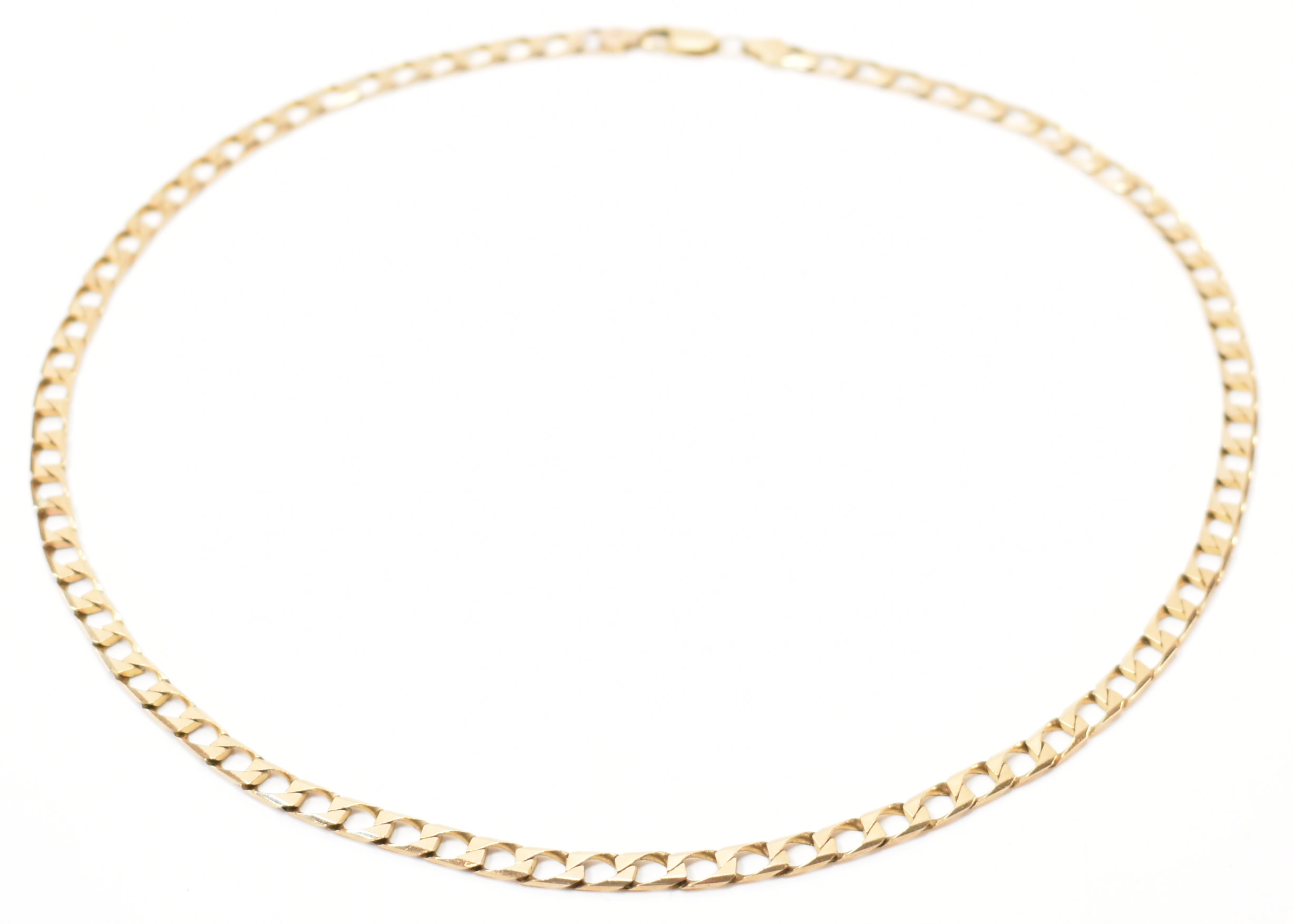 HALLMARKED 9CT GOLD FLAT CURB LINK NECKLACE CHAIN - Image 2 of 5