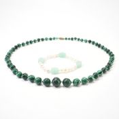 VINTAGE MALACHITE NECKLACE & PEARL JADE BRACELET