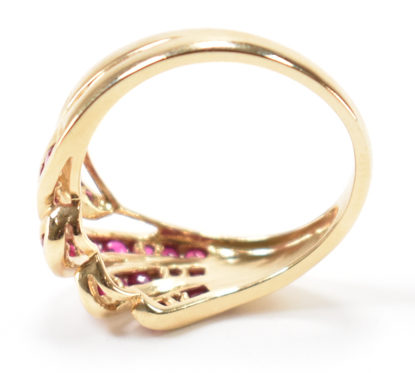 HALLMARKED 9CT GOLD & RUBY CROSSOVER RING - Image 7 of 8