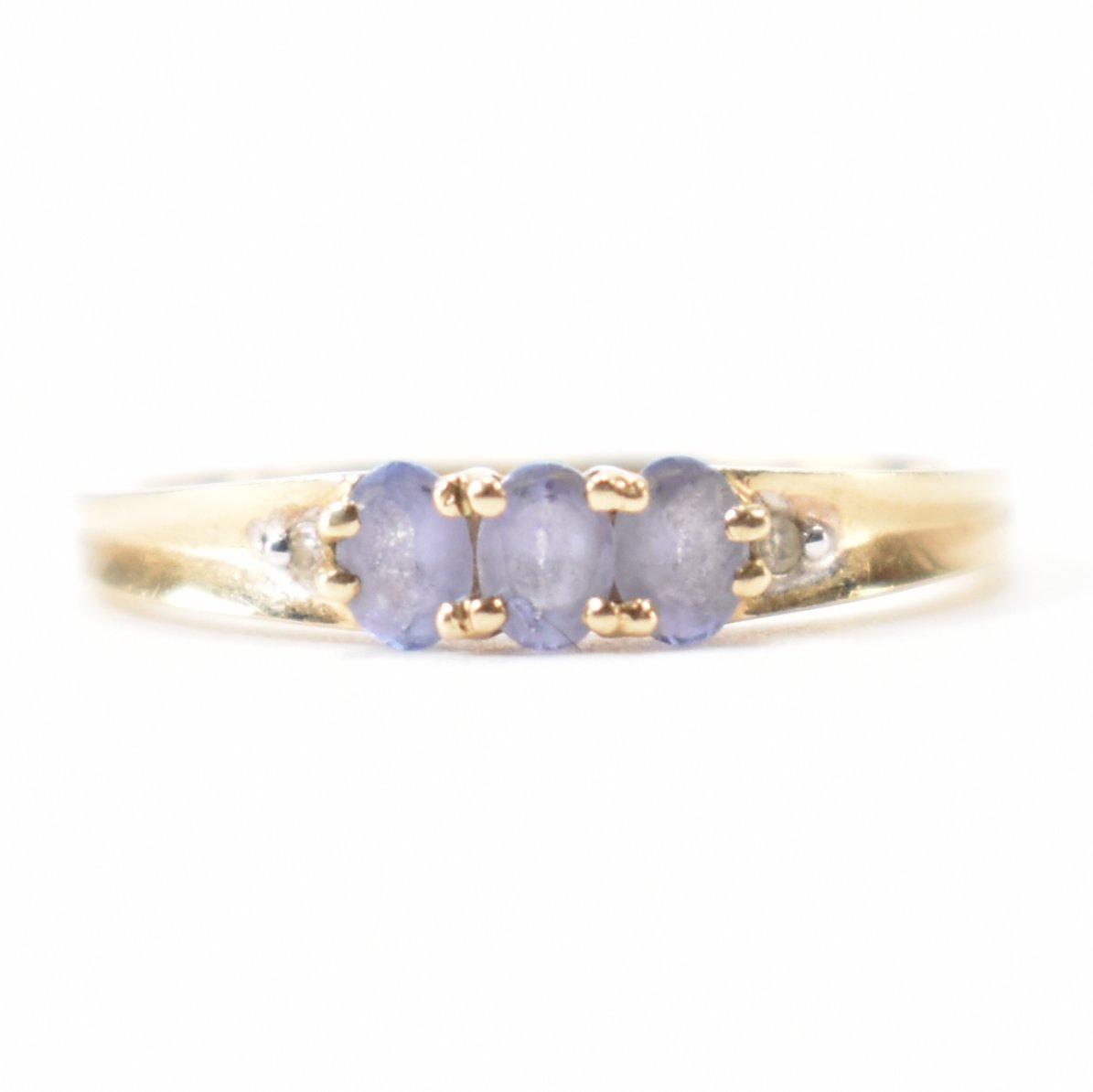 VINTAGE 9CT GOLD TANZANITE & DIAMOND RING