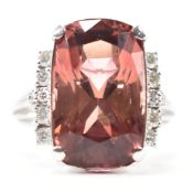 WHITE GOLD PINK TOURMALINE & DIAMOND DRESS RING