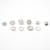 GROUP OF 925 SILVER & CZ SET RINGS