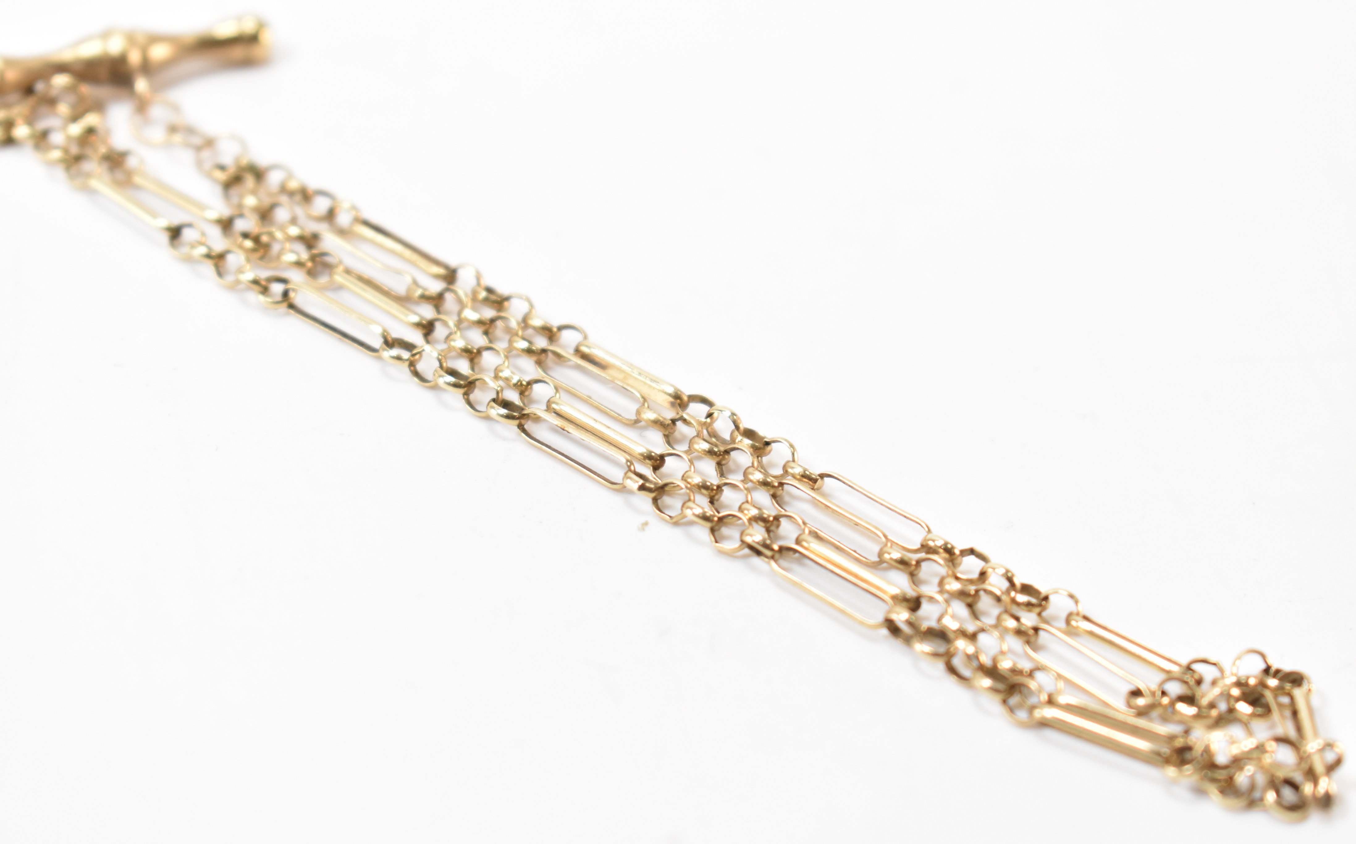 VINTAGE GOLD NECKLACE CHAIN WITH T BAR PENDANT - Image 3 of 4