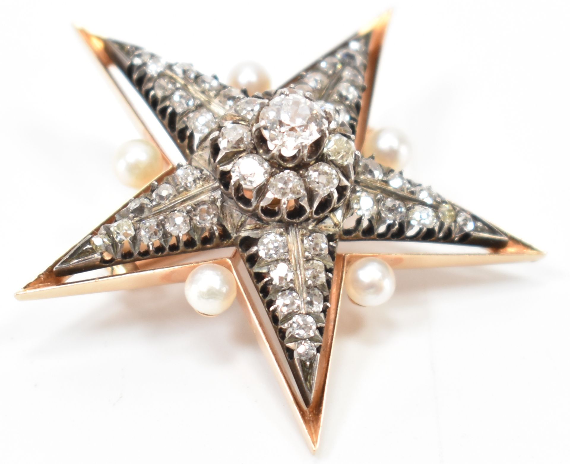EARLY 20TH CENTURY DIAMOND & PEARL STAR BROOCH - Image 3 of 6