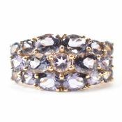 HALLMARKED 9CT GOLD & PURPLE CLUSTER RING