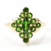 HALLMARKED 9CT GOLD & GREEN STONE RING