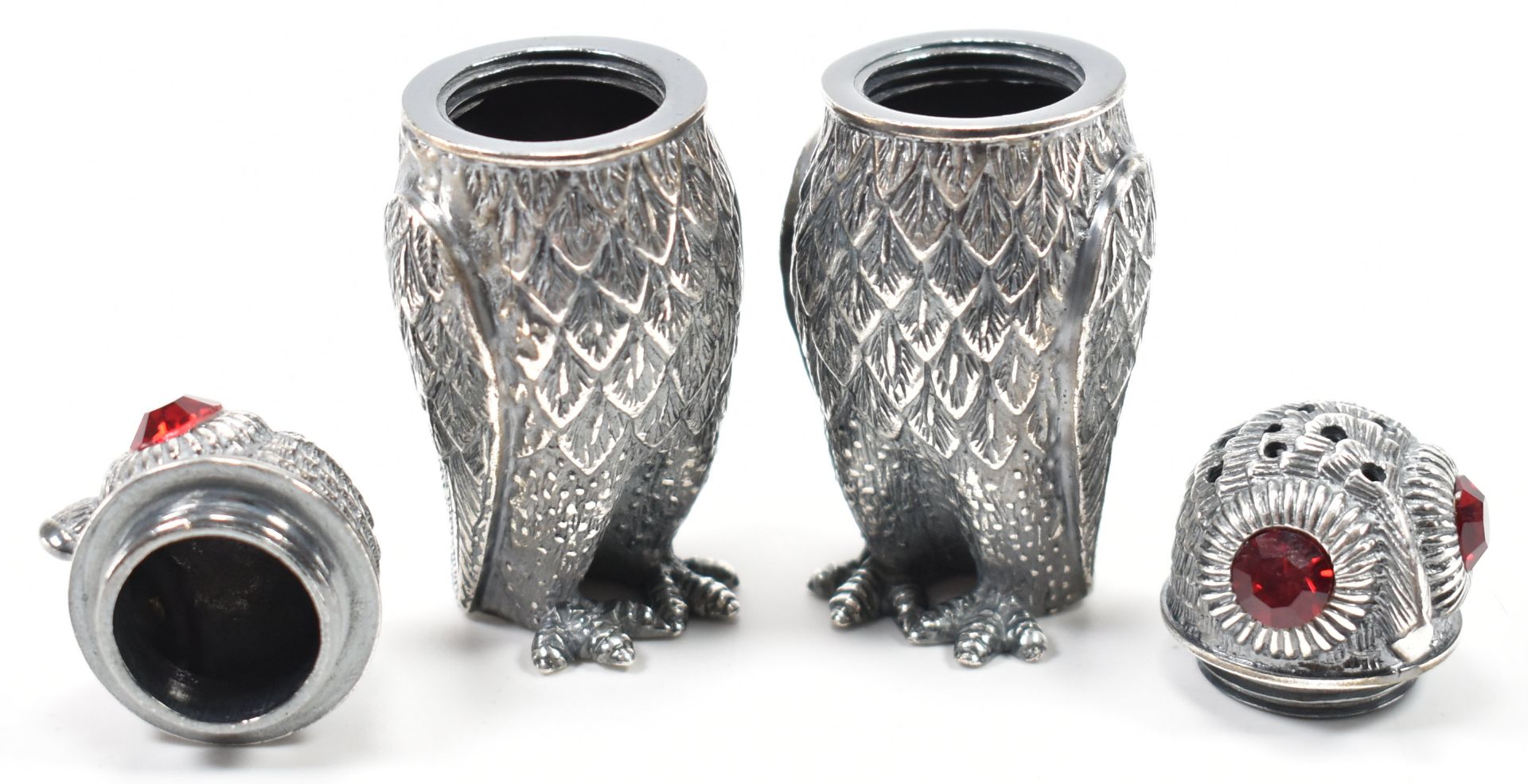 PAIR OF 800 SILVER OWL CONDIMENTS - Image 3 of 4