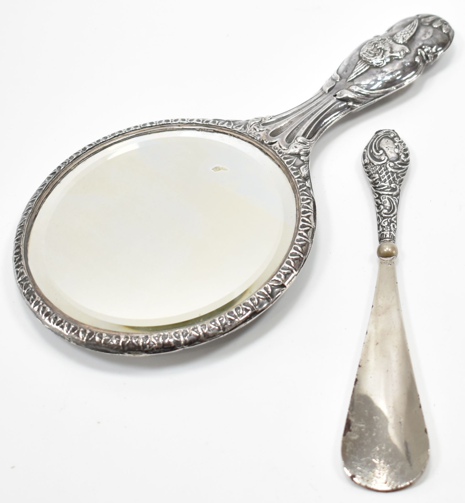 EDWARDIAN ANTIQUE SILVER BACKED MIRROR - Image 3 of 5