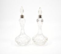 PAIR OF 1920S SILVER COLLARED SCENT BOTTLES