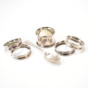 GROUP OF SILVER HALLMARKED ITEMS - NAPKIN RINGS & SPOON