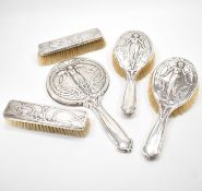 ART NOUVEAU SILVER DRESSING TABLE SET - ATTRIBUTED TO KATE HARRIS