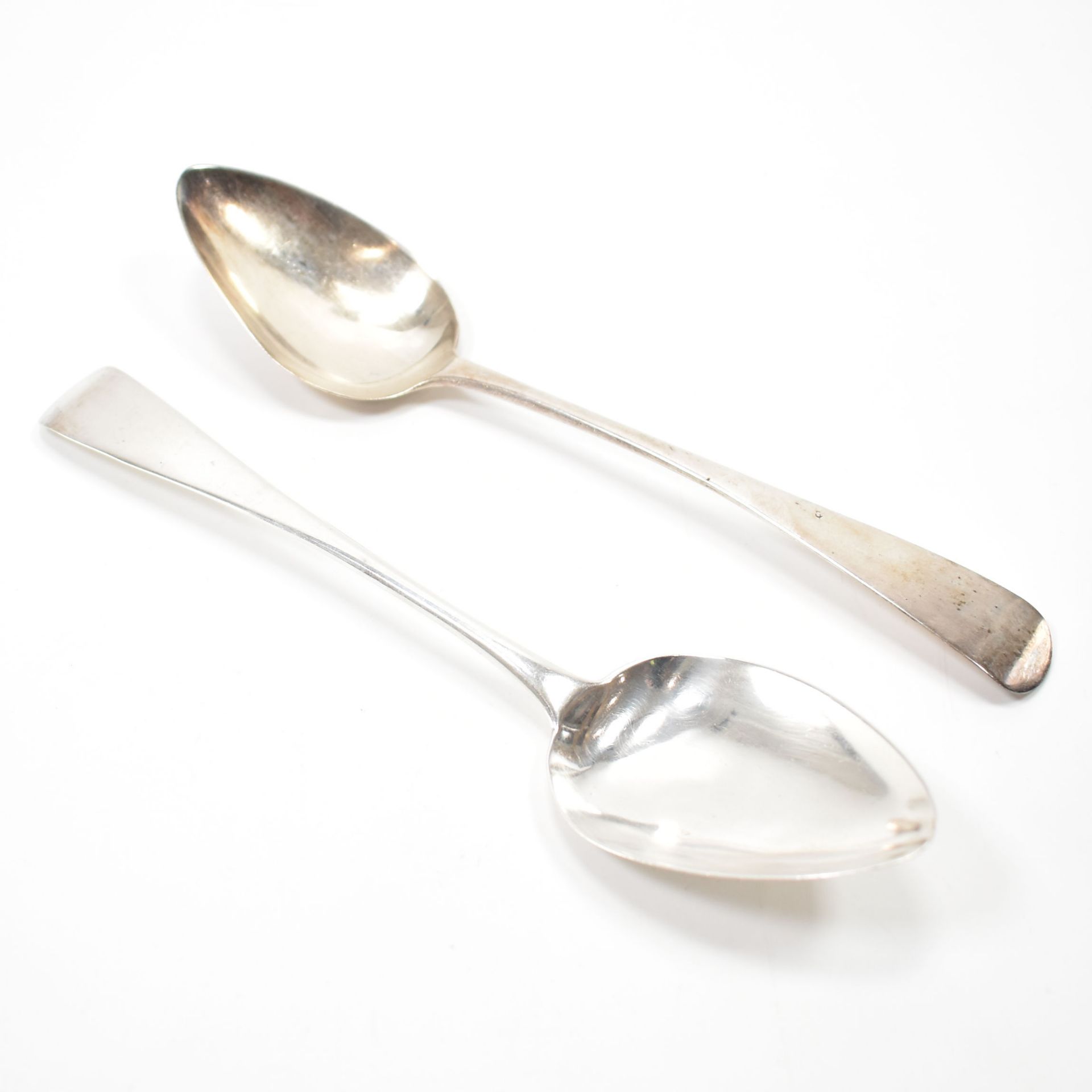 TWO GEORGE III SILVER HALLMARKED SERVING SPOONS