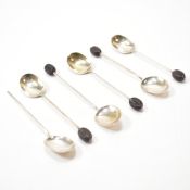 SET OF SIX SILVER HALLMARKED COFFEE BEAN SPOONS