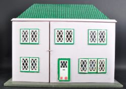 VINTAGE HAND BUILT TWO STOREY WOODEN DOLLS HOUSE