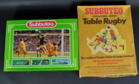 TWO VINTAGE SUBBUTEO TABLE TOP FOOTBALL & RUGBY SETS