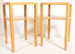 A PAIR OF GOLDEN OAK OCCASIONAL TABLES