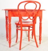 VICTORIAN PAINTED MAHOGANY WRITING DESK & THONET CAFE CHAIR
