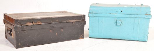 TWO RETRO VINTAGE METAL TRUNKS CHESTS