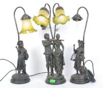 A GROUP OF THREE ART NOUVEAU STYLE TABLE LAMPS