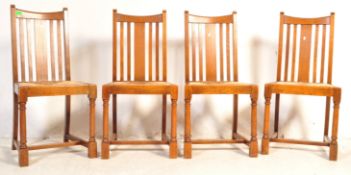 SET OF FOUR OAK RATTAN DROP IN DINING CHAIRS