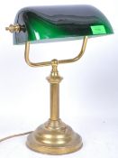 EARLY 20TH CENTURY 1920S GLASS & BRASS BANKERS LAMP