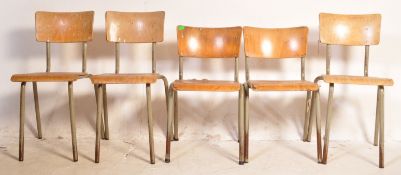 FIVE MID CENTURY INDUSTRIAL CAFE DINING CHAIRS