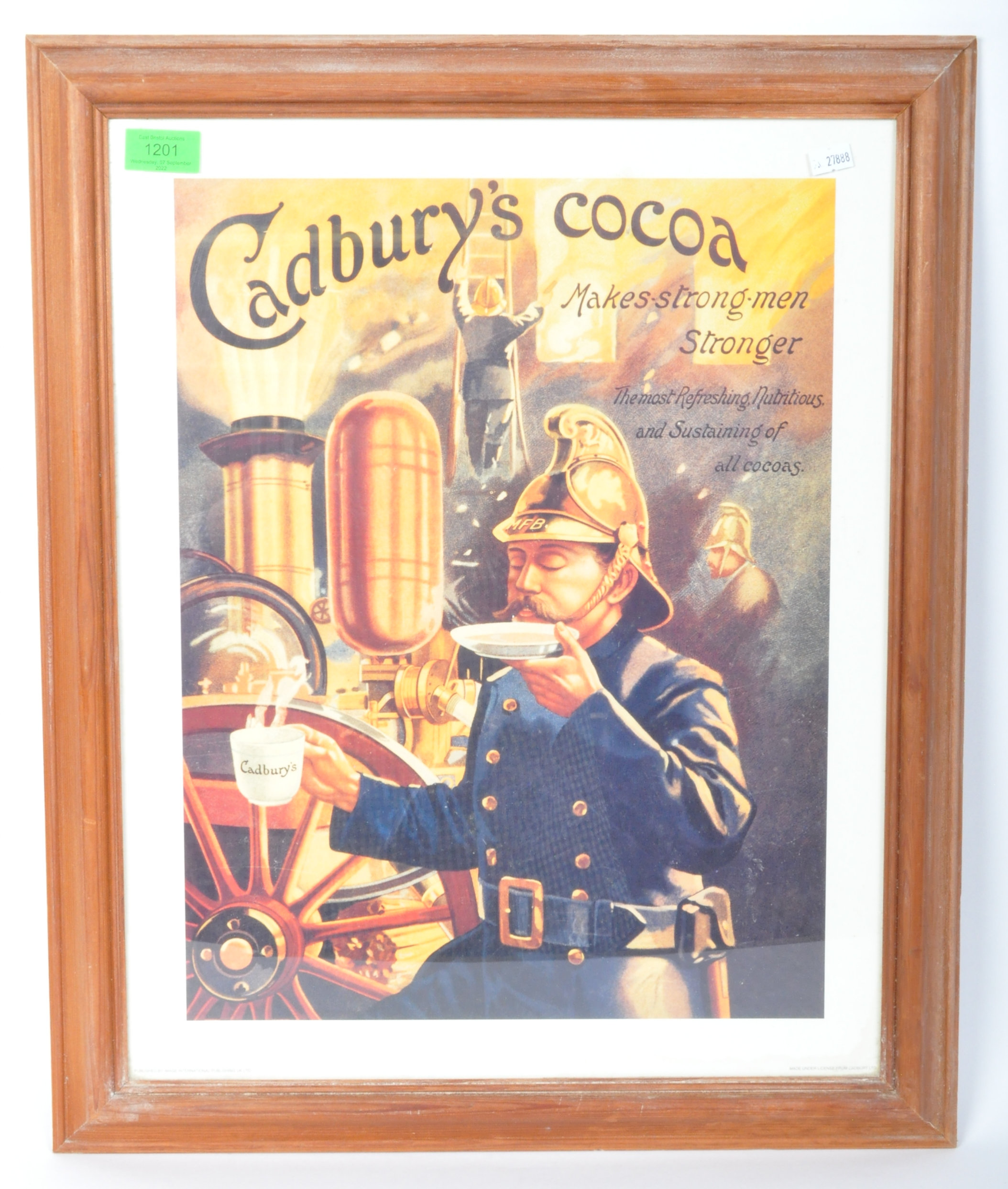 VINTAGE REPRO CADBURYS COCOA ADVERTISING SIGN