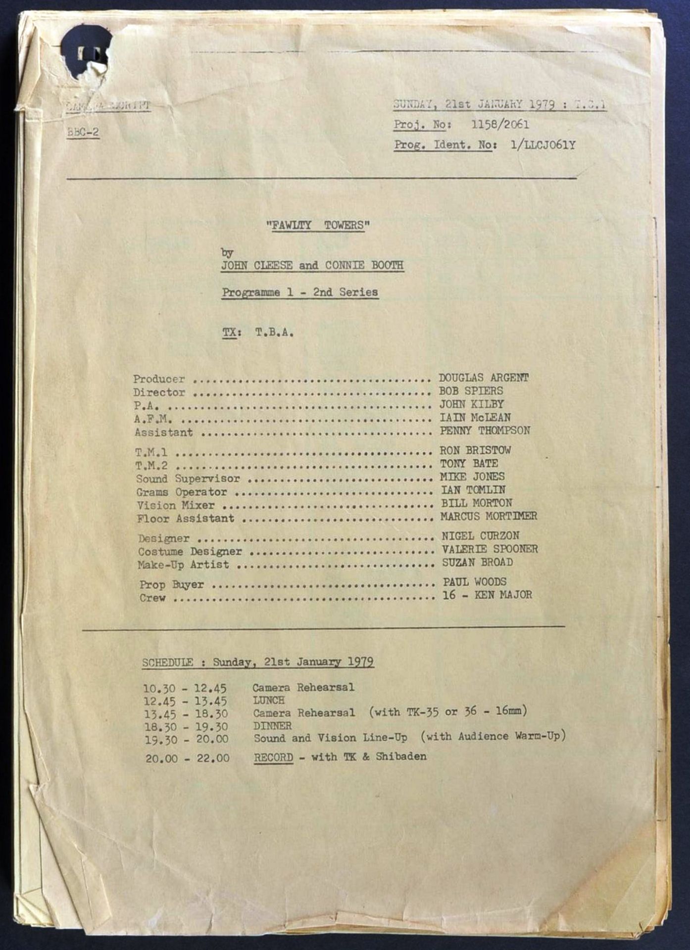 FAWLTY TOWERS - WALDORF SALAD - ORIGINAL BBC CAMERA SCRIPT