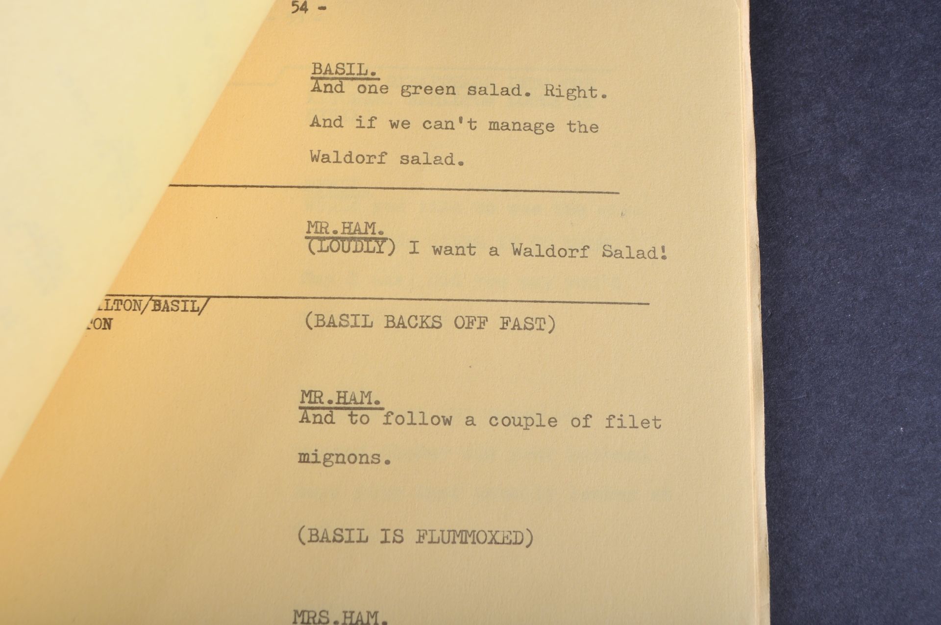 FAWLTY TOWERS - WALDORF SALAD - ORIGINAL BBC CAMERA SCRIPT - Image 7 of 9