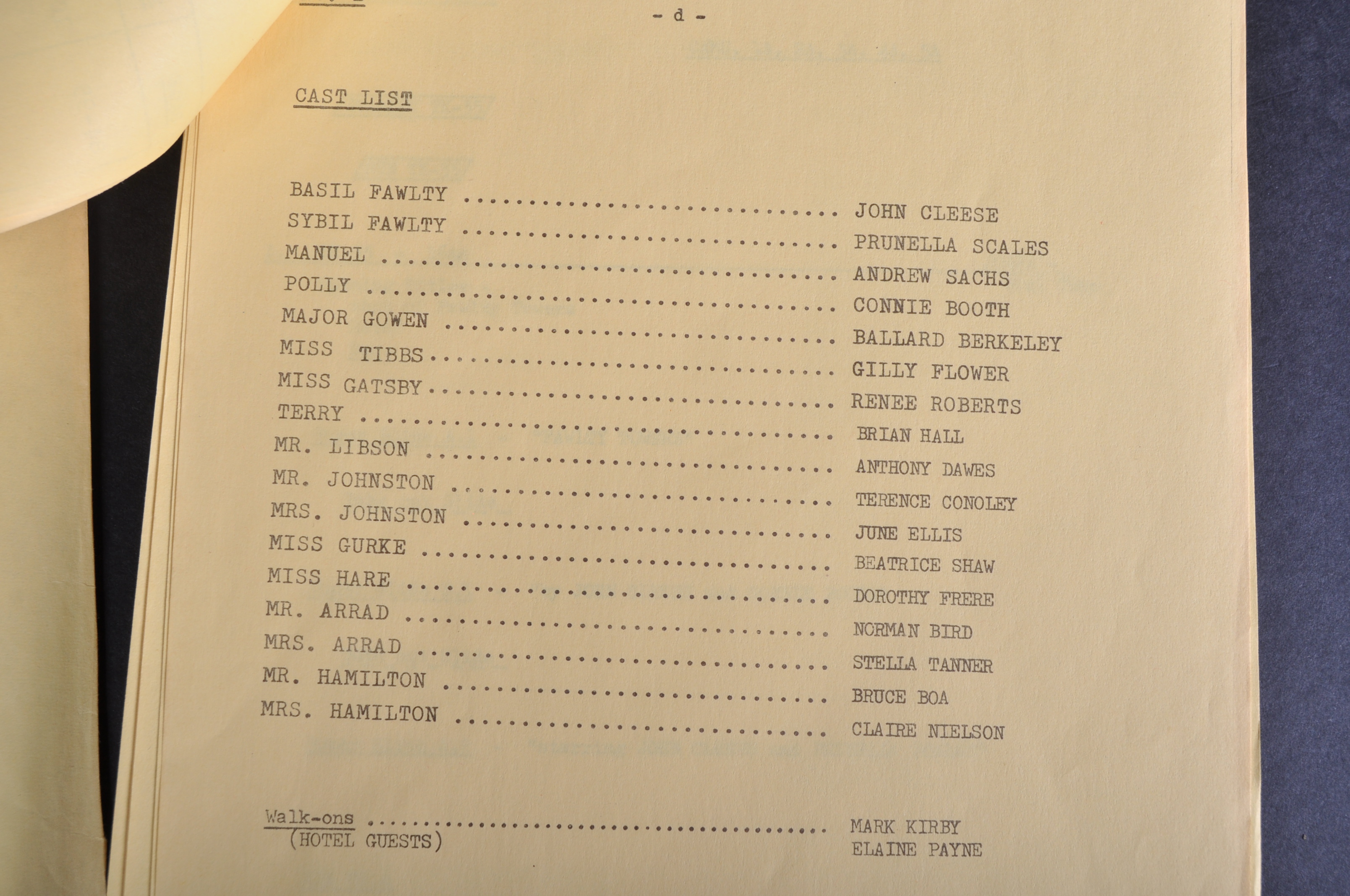 FAWLTY TOWERS - WALDORF SALAD - ORIGINAL BBC CAMERA SCRIPT - Image 9 of 9