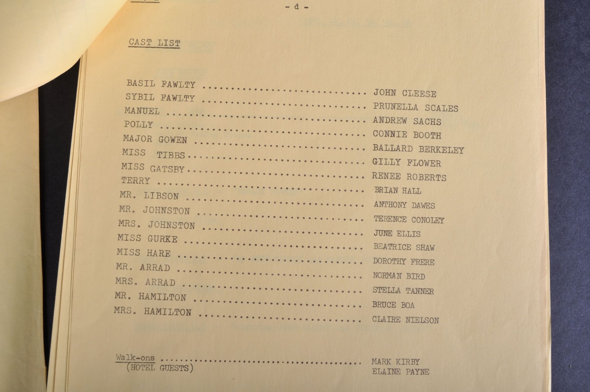 FAWLTY TOWERS - WALDORF SALAD - ORIGINAL BBC CAMERA SCRIPT - Image 9 of 9