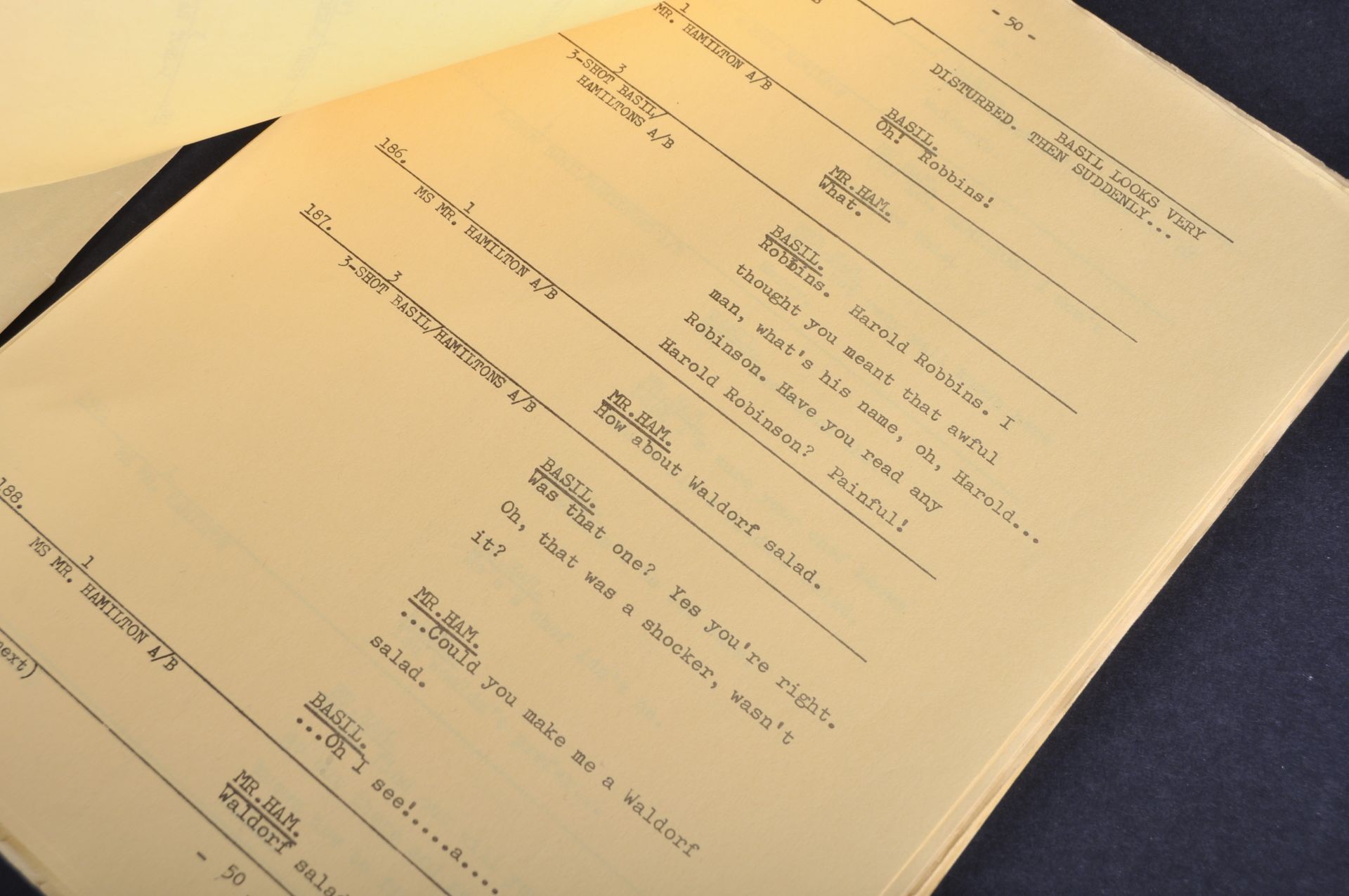 FAWLTY TOWERS - WALDORF SALAD - ORIGINAL BBC CAMERA SCRIPT - Image 5 of 9