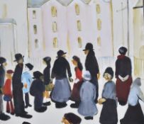 L S LOWRY (B.1887) - GROUP OF PEOPLE, 1959