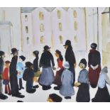 L S LOWRY (B.1887) - GROUP OF PEOPLE, 1959